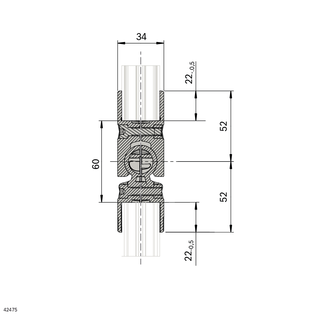 Raccord de connexion 0°-90° D28L