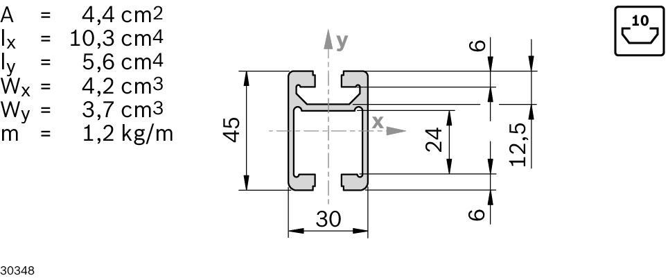 Rail profilé 30x45C