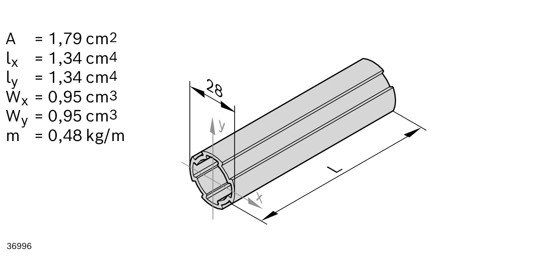 Profilé rond D28L