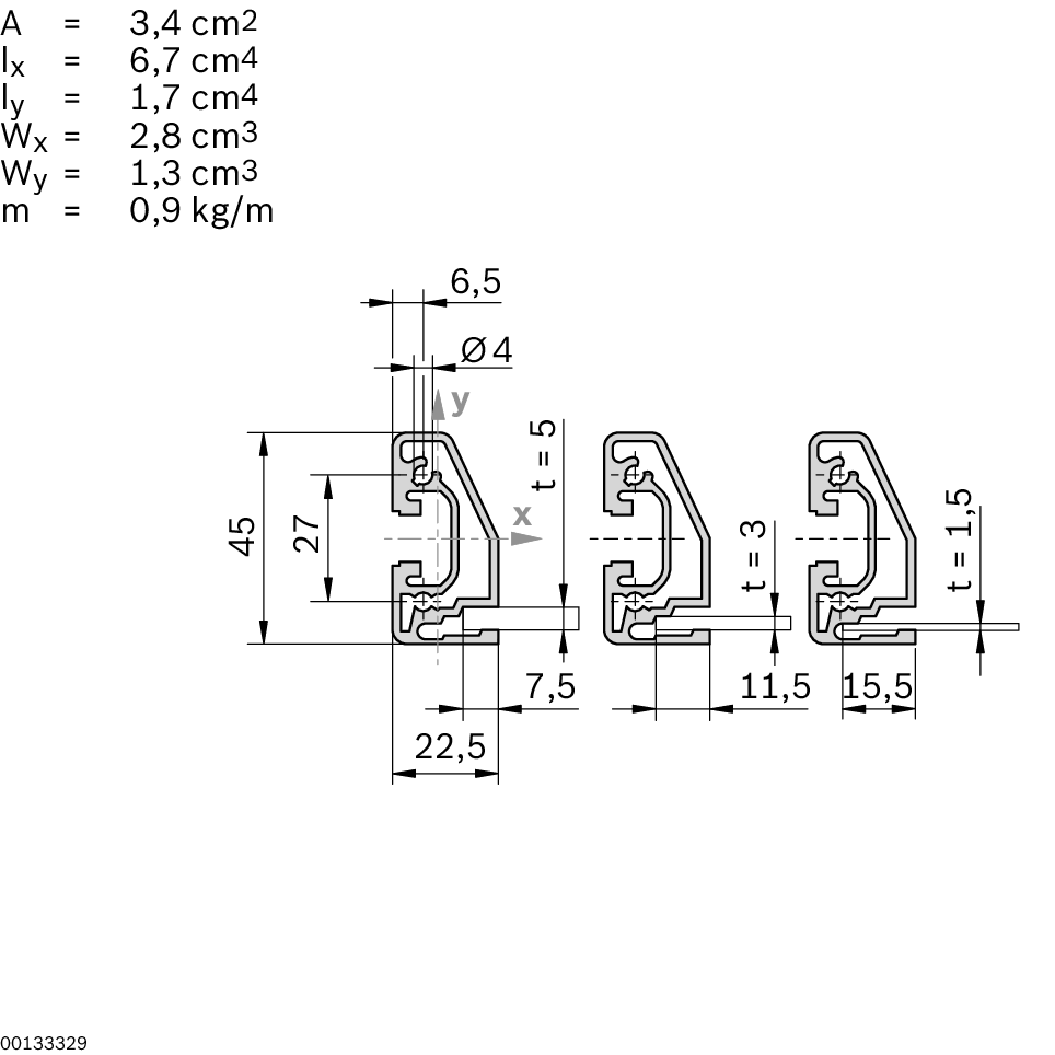 Profile Cadre 22,5x45