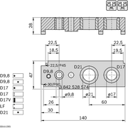 Gabarit de perçage Ø9.8 Ø17 Ø21 R10 45-60