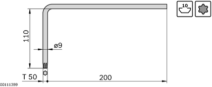 Clé mâle coudée (Torx)