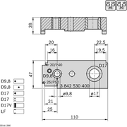 Gabarit de perçage Ø9.8 Ø17 R10 40-50