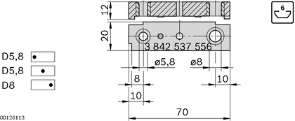 Gabarit de perçage Ø5.8 Ø8 R6