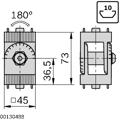 Articulation 180° avec entretoise