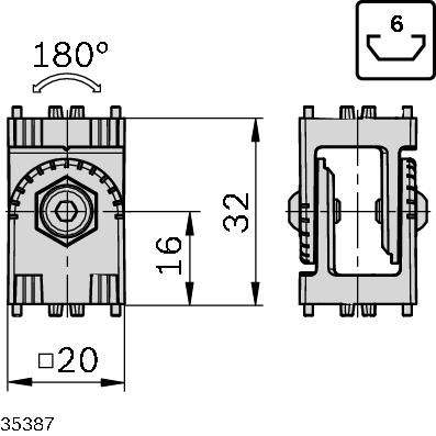 Articulation 180° avec entretoise