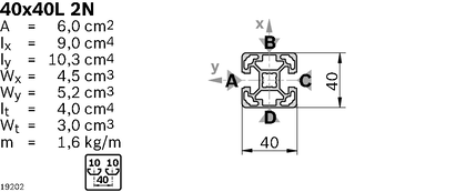 Profilé Aluminium 40x40L 2N