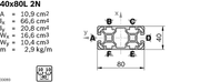 Profilé Aluminium 40x80L 2N