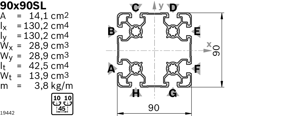 Profile D'etayage 90x90 SL
