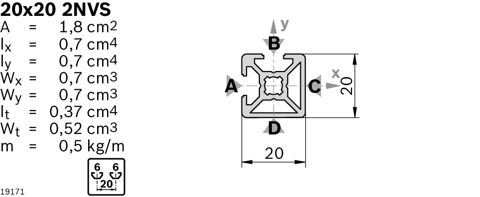 Profile D'etayage 20x20 2nvs