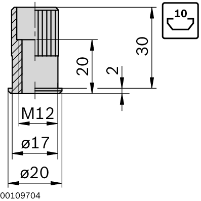 Manchon fileté M12
