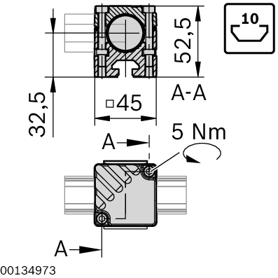 Adaptateur rainure 10/45