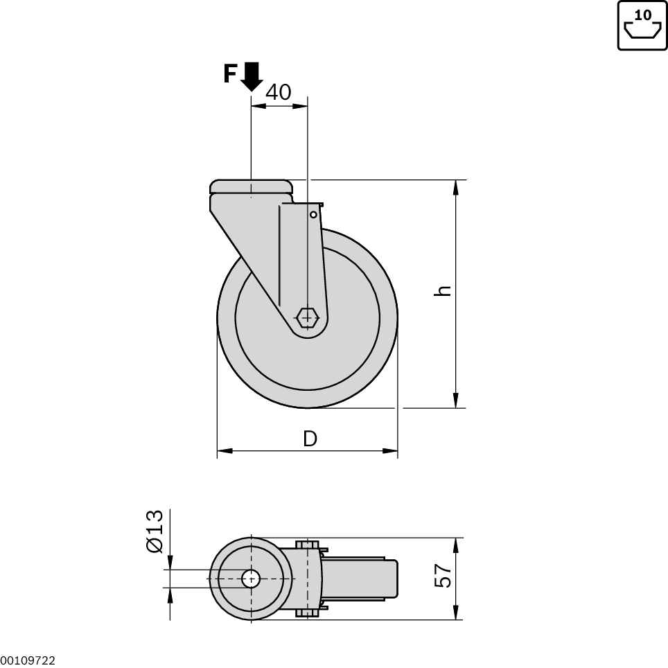 Roulette pivotante sans frein