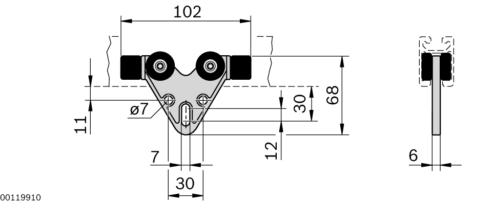 Chariot pour rail profilé 30x45C